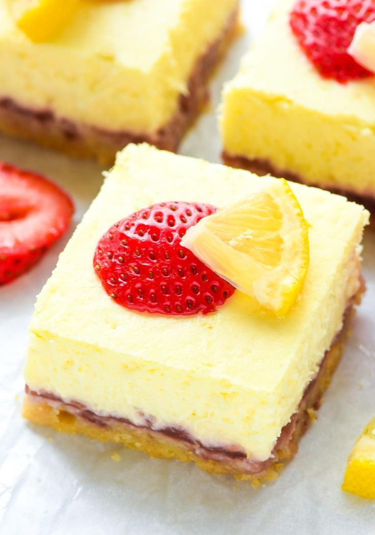 Light Summer Desserts
 Strawberry Lemon Cream Cheese Bars Recipe