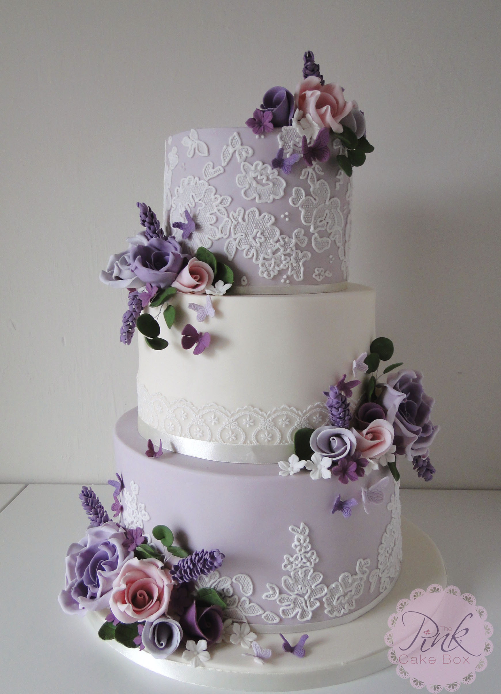 Lilac Wedding Cakes
 Lavender Lace and Flowers Wedding Cake