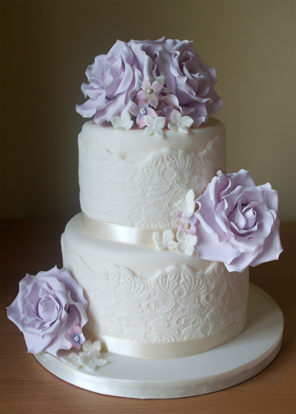 Lilac Wedding Cakes
 Lilac Roses and Lace Wedding Cake