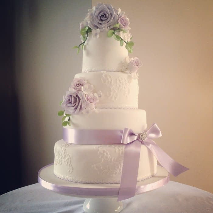 Lilac Wedding Cakes
 Lavender and lilac rose bloom wedding cake cake by