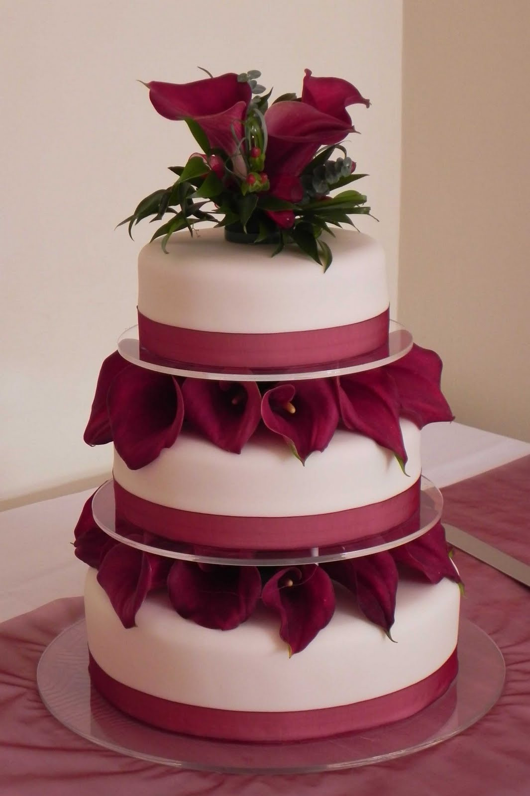 Lilly Wedding Cakes
 Cake by Lisa Price Burgundy calla lily wedding cake