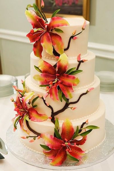 Lilly Wedding Cakes
 Stargazer lily wedding cake wedding cakes Juxtapost