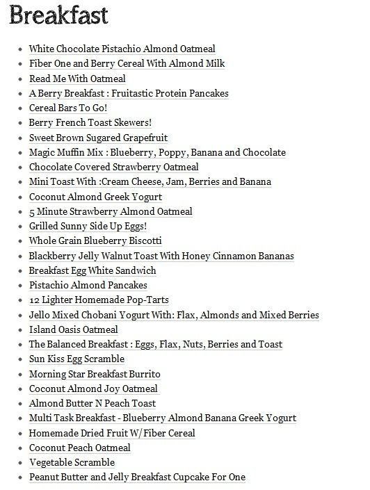 List Of Healthy Breakfast
 20 best healthy food menu images on Pinterest