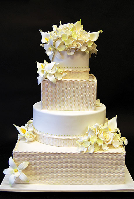 Local Wedding Cakes
 Basketweave Wedding Cake with Flowers