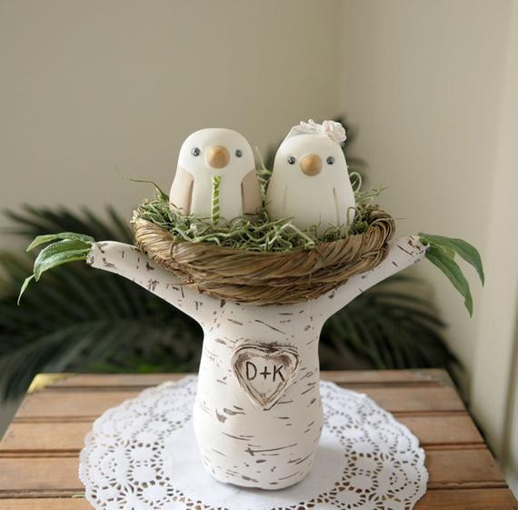 Love Birds Wedding Cakes
 Wedding Cake Topper Love Birds with Tree and Nest Medium