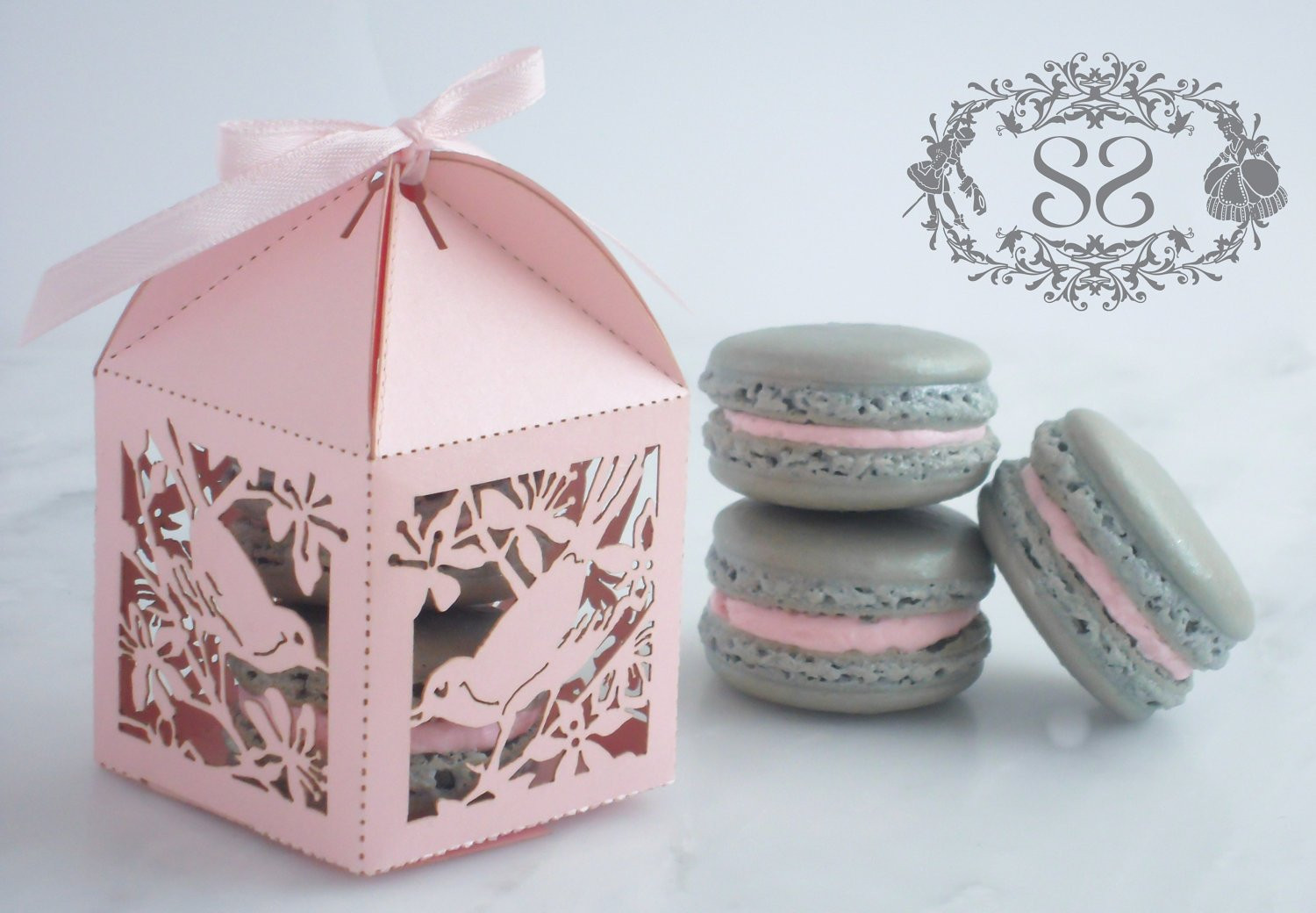 Macaroons Wedding Favors
 Wedding Favor Macaron Favor Song Bird Wedding Favor Box and