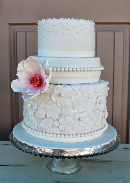 Magnolia Wedding Cakes
 Delectable Cakes Magnolia Shimmery White Wedding Cake