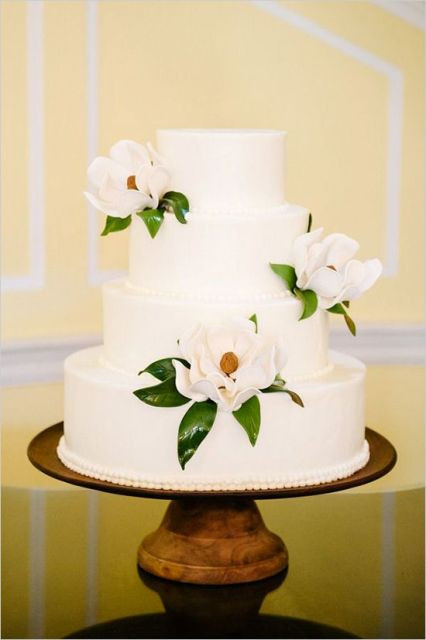 Magnolia Wedding Cakes
 25 Chic Ideas To Incorporate Magnolias Into Your Wedding
