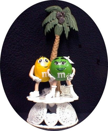 M&amp;M Wedding Cakes
 M M Candy Wedding Cake Topper Yellow MS Green M M Tree