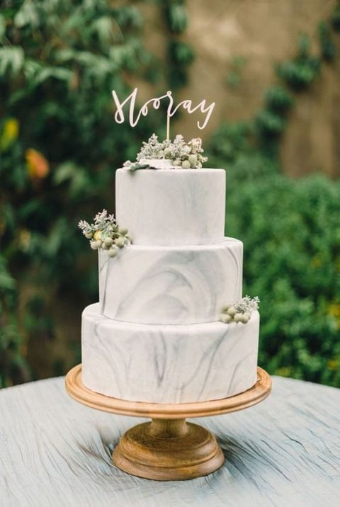 Marble Wedding Cakes
 41 Edgy Marble Wedding Cakes