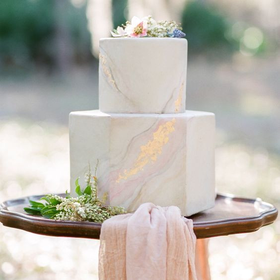 Marble Wedding Cakes
 36 Trendy And Glam Metallic Wedding Cakes Weddingomania