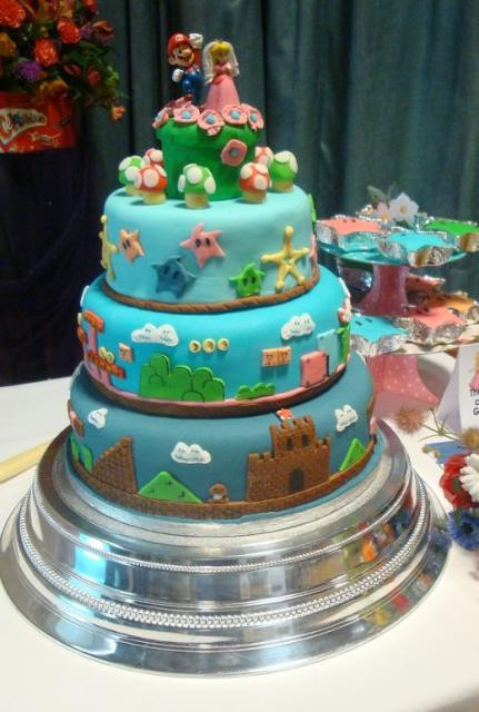 Mario Wedding Cakes
 Three tier Super Mario theme wedding cake with Mario and