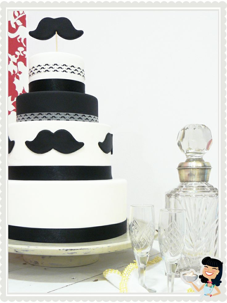 Men Wedding Cakes
 Moustache Gay Wedding Cake by Sweetmama Mad Men Style