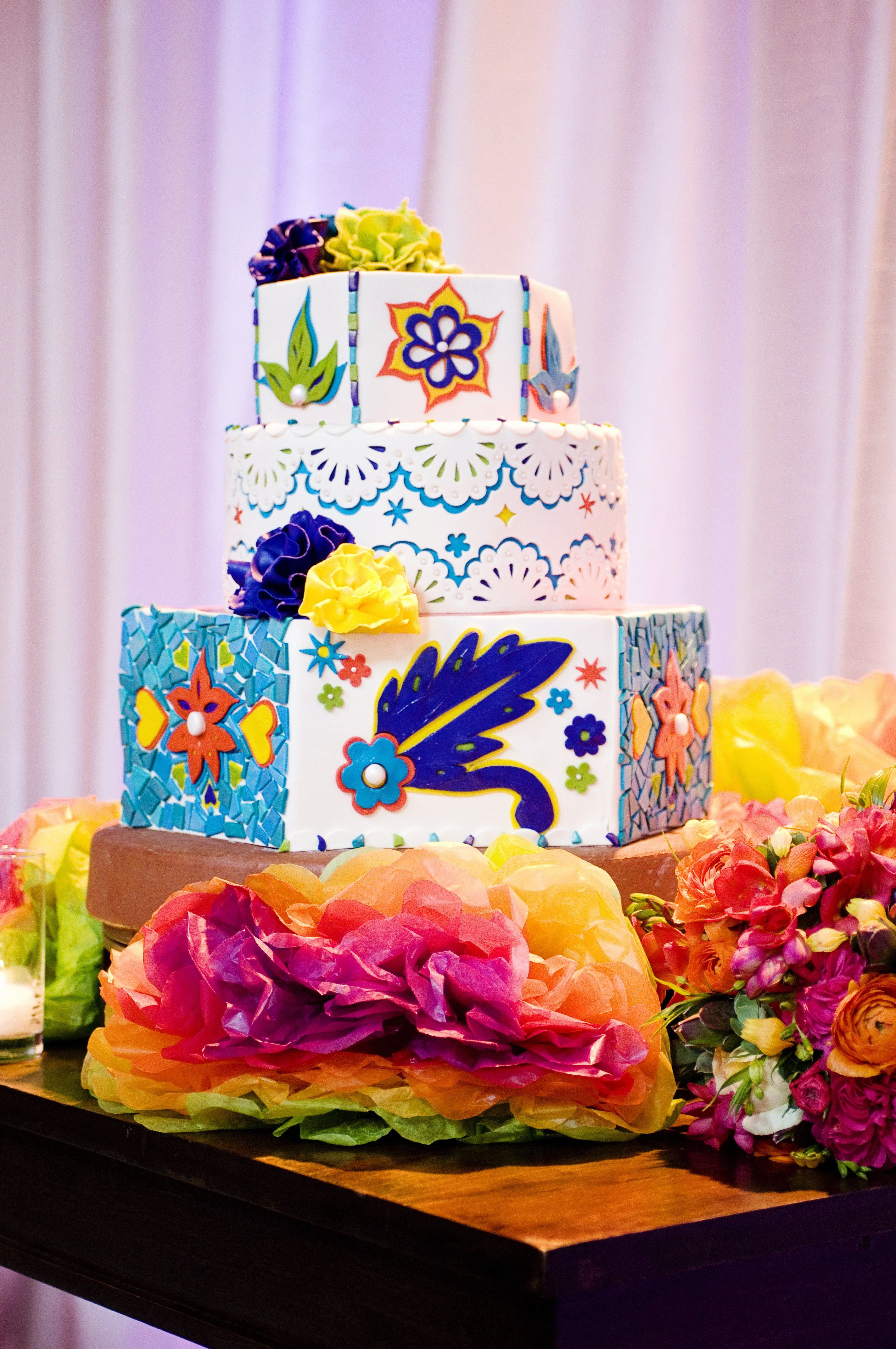 Mexican Themed Wedding Cakes
 Mexican Tile Themed Wedding Cake