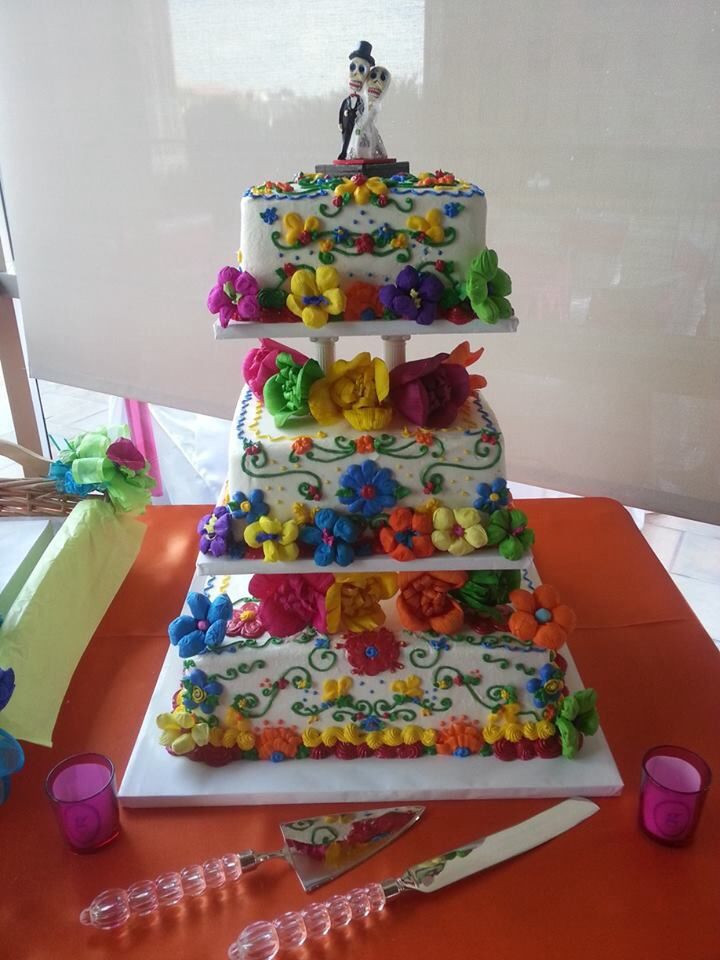 Mexican Themed Wedding Cakes
 Mexican themed wedding cake Buttercream icing with