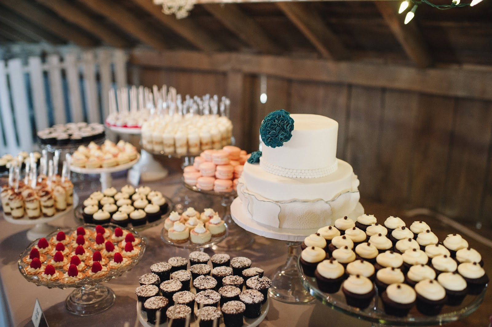 Mini Desserts For Wedding
 cocoa & fig Barn Wedding Mini Dessert Table and 2 Tier