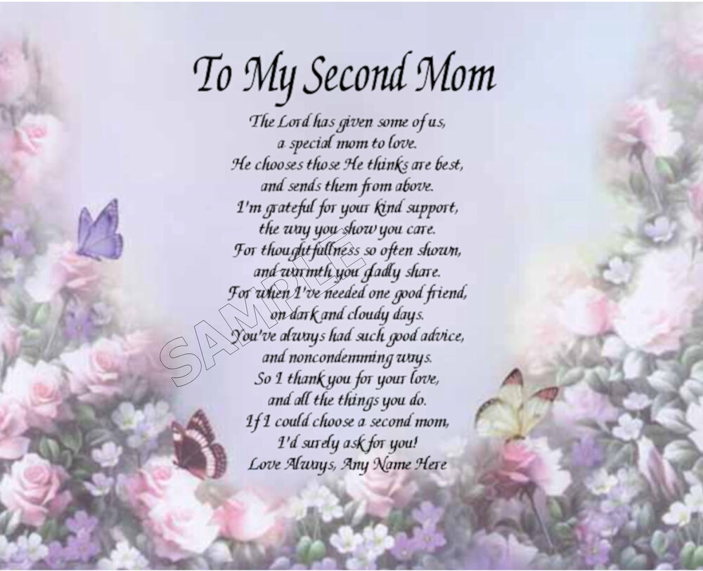 Mother'S Day Desserts Pinterest
 TO MY SECOND MOM PERSONALIZED ART POEM MEMORY BIRTHDAY