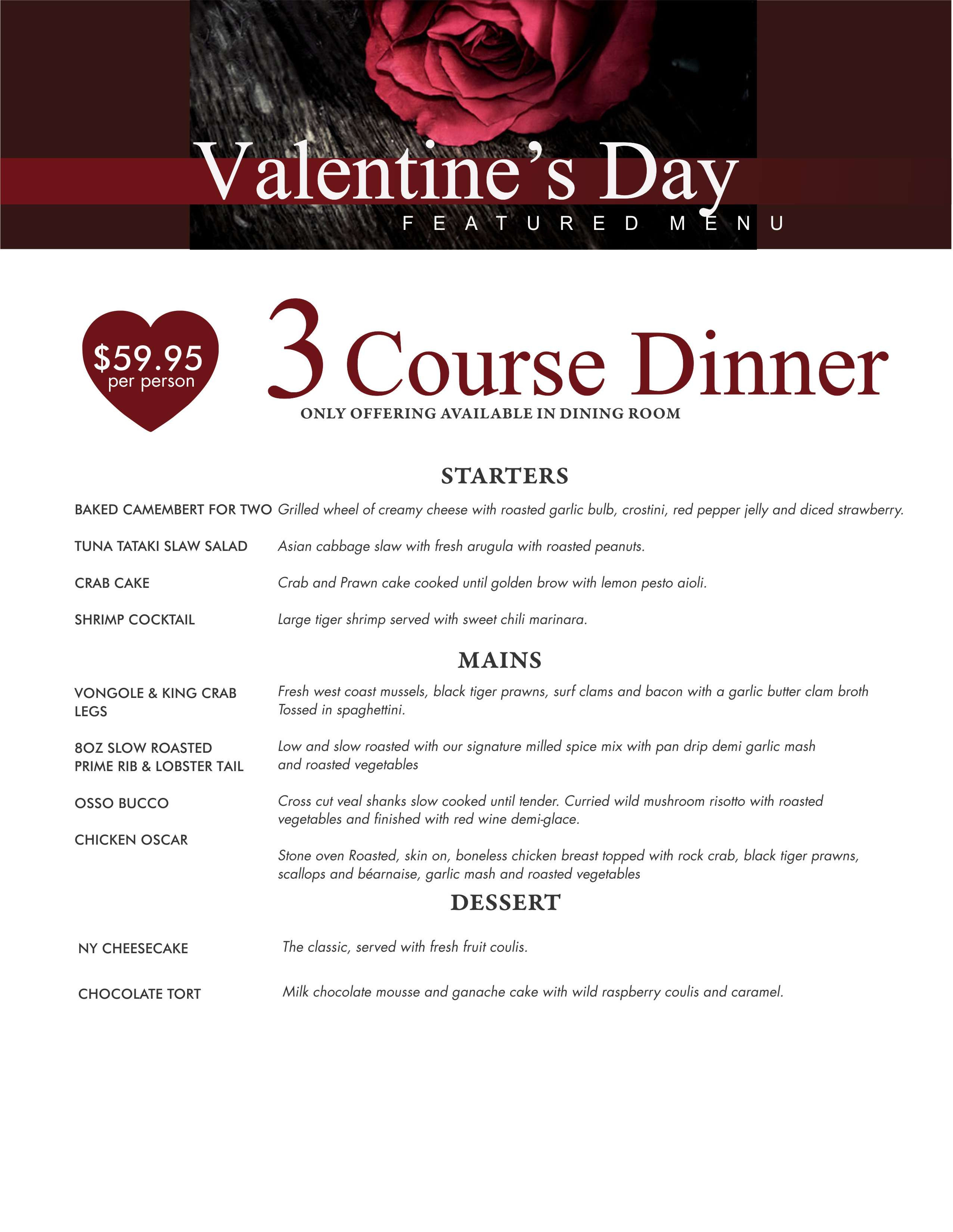 Mother'S Day Dinner Menu
 Valentine s Day Menu The Prime Chophouse & Wine BarThe