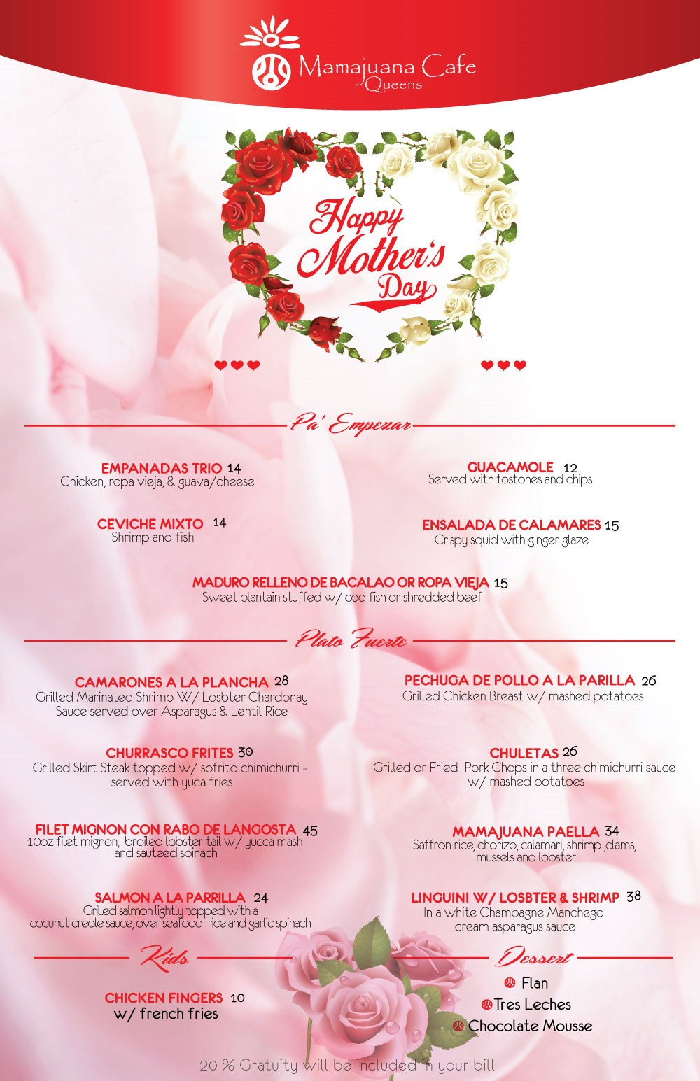 Mother'S Day Dinner Menu
 MOTHERS DAY MENU MAMAJUANA QUEENS Mamajuana Cafe Queens