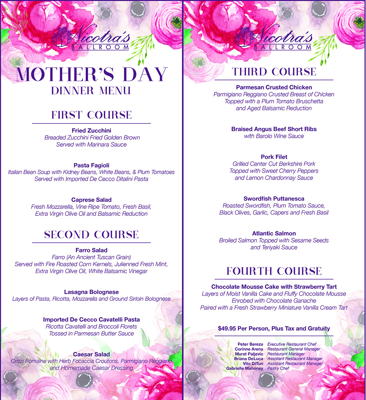 Mother'S Day Dinner Menu
 Mother s Day Lorenzo’s Restaurant Bar & Cabaret