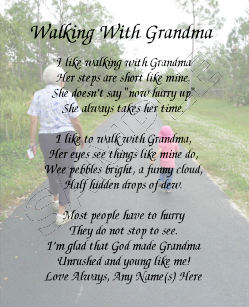 Mother'S Day Dinner Specials
 WALKING WITH GRANDMA PERSONALIZED PRINT POEM MEMORY