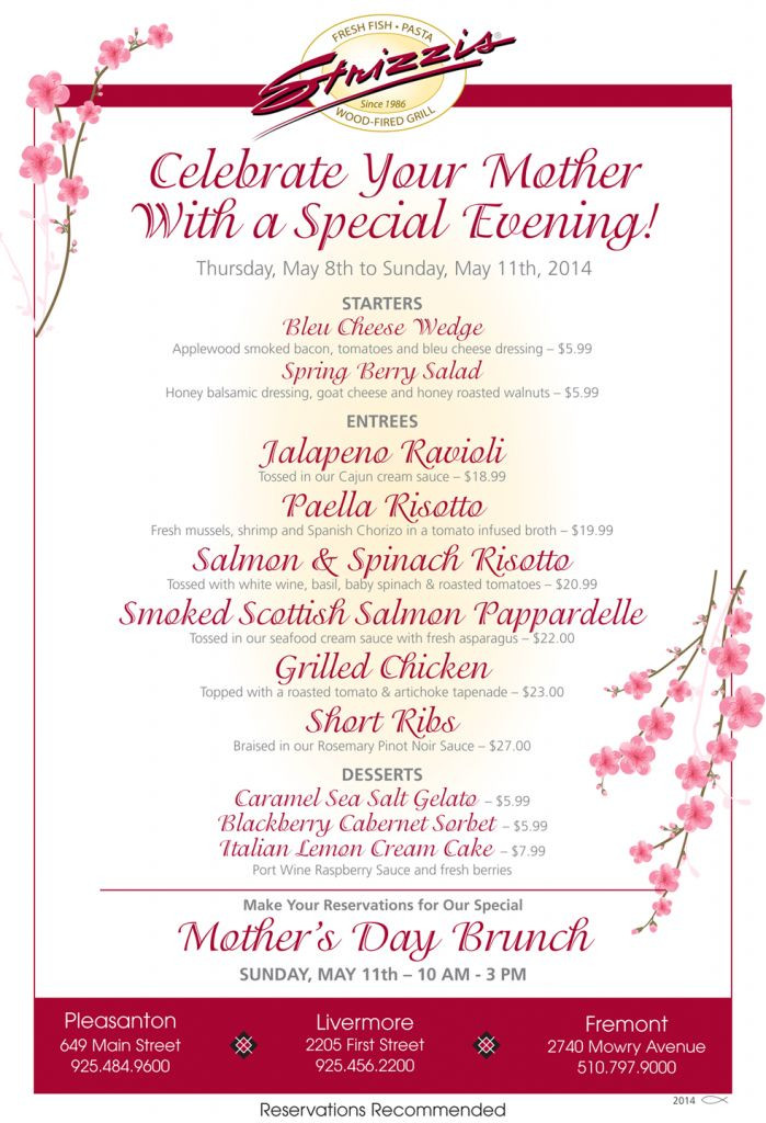 Mothers Day Dinner Menus
 36 best About Strizzi s images on Pinterest