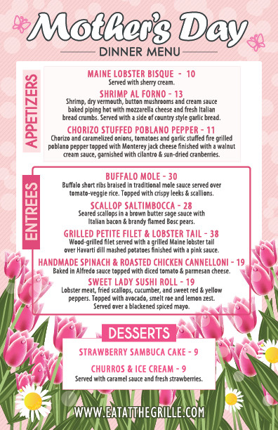 Mothers Day Dinner Menus
 Celebrate Mom this Mother’s Day Weekend 2016 at Grille 54