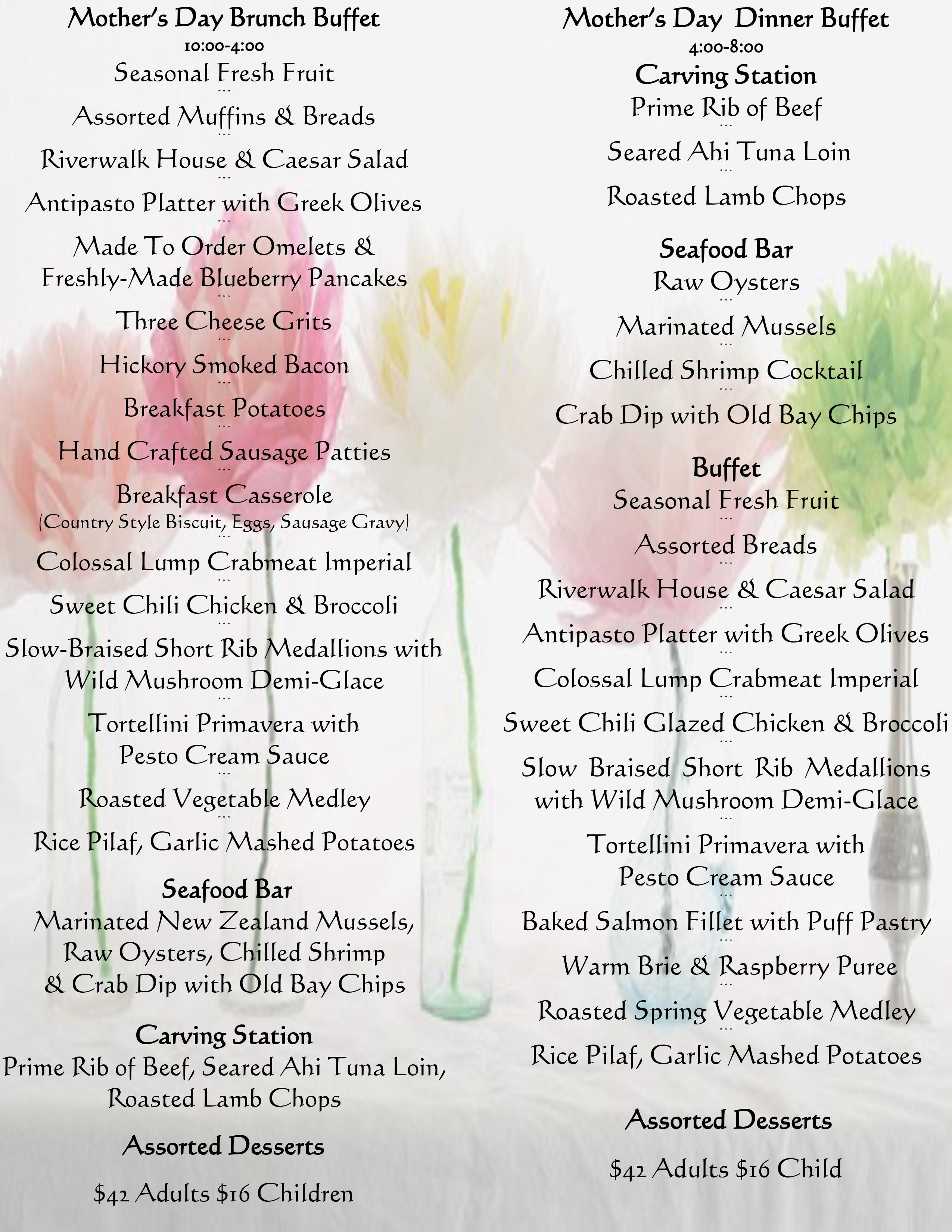 Mothers Day Dinner Restaurant
 Mother s Day Special Menu