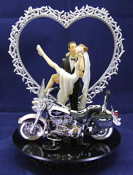 Motorcycle Cake Toppers For Wedding Cakes
 210 Motorcycle Biker Wedding Cake Topper with Harley