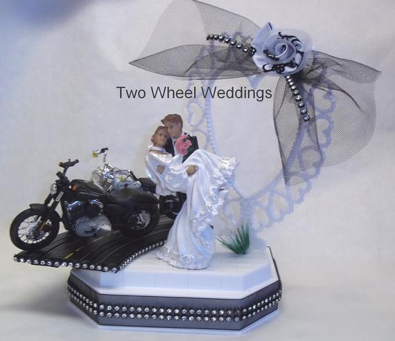 Motorcycle Cake Toppers For Wedding Cakes
 Items similar to Two The Road Motorcycle Cake Topper