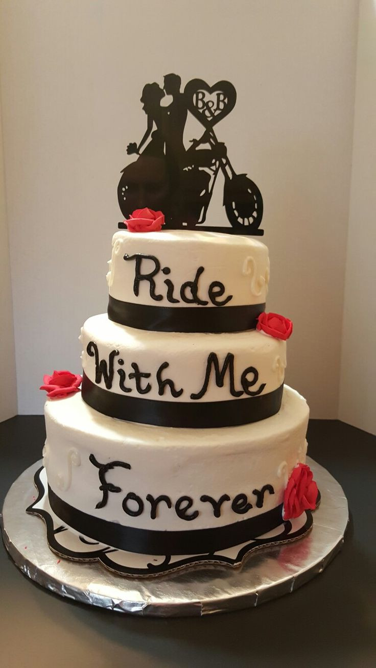 Motorcycle Cake Toppers For Wedding Cakes
 Biker wedding cake Cakes My Cakes Pinterest