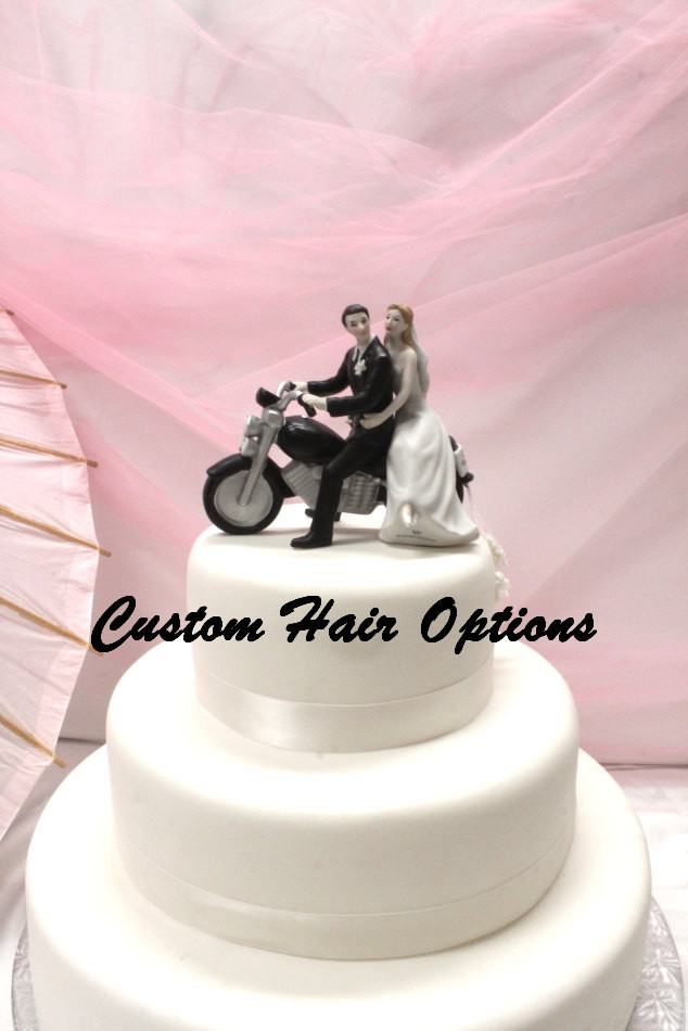Motorcycle Cake Toppers For Wedding Cakes
 Wedding Cake Topper Personalized Motorcycle Couple Bride