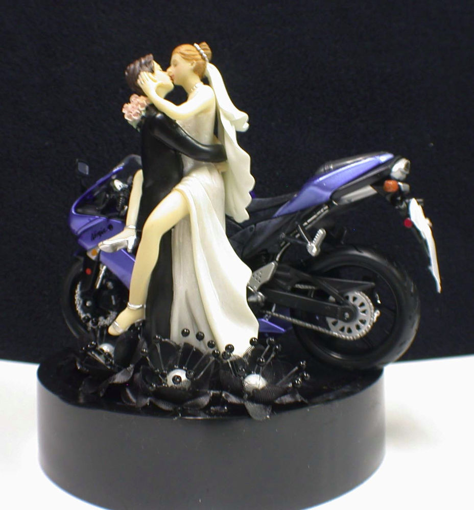 Motorcycle Cake Toppers For Wedding Cakes
 Y blue Bike Motorcycle wedding Cake topper Big NINJA