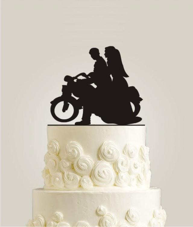 Motorcycle Cake Toppers For Wedding Cakes
 Motorcycle Cake Topper Rustic Cake Topper Wood Cake