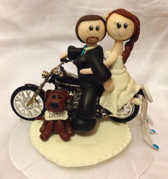 Motorcycle Cake Toppers For Wedding Cakes
 Motorcycle wedding cake topper bike cake topper by CuteToppers