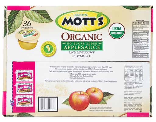 Motts Organic Applesauce
 Boxed Mott s Organic Applesauce 36 Cups