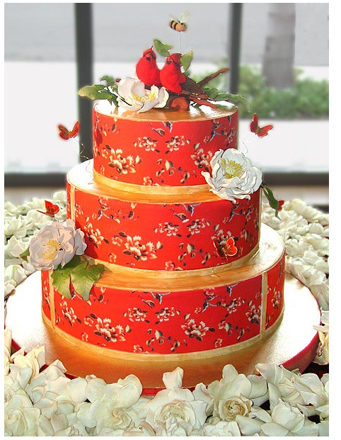 Nature Wedding Cakes
 Red wedding cake with nature cake topper PNG