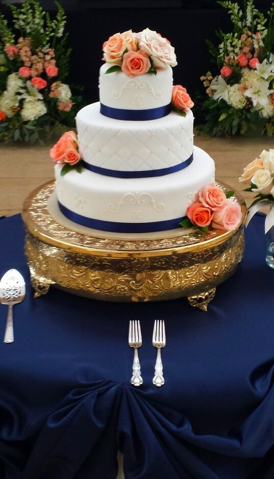 Navy Blue And Coral Wedding Cakes
 Best 25 Coral wedding cakes ideas on Pinterest