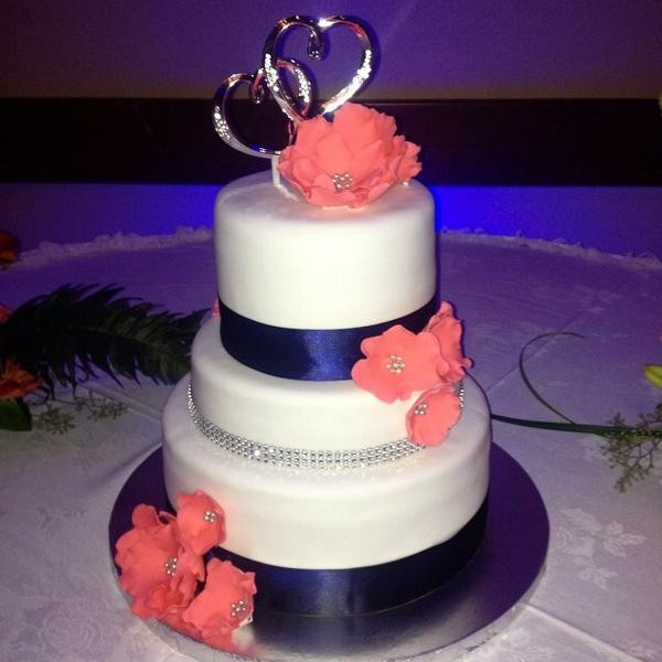 Navy Blue And Coral Wedding Cakes
 All Caked Up on Twitter "Coral and Navy wedding cake