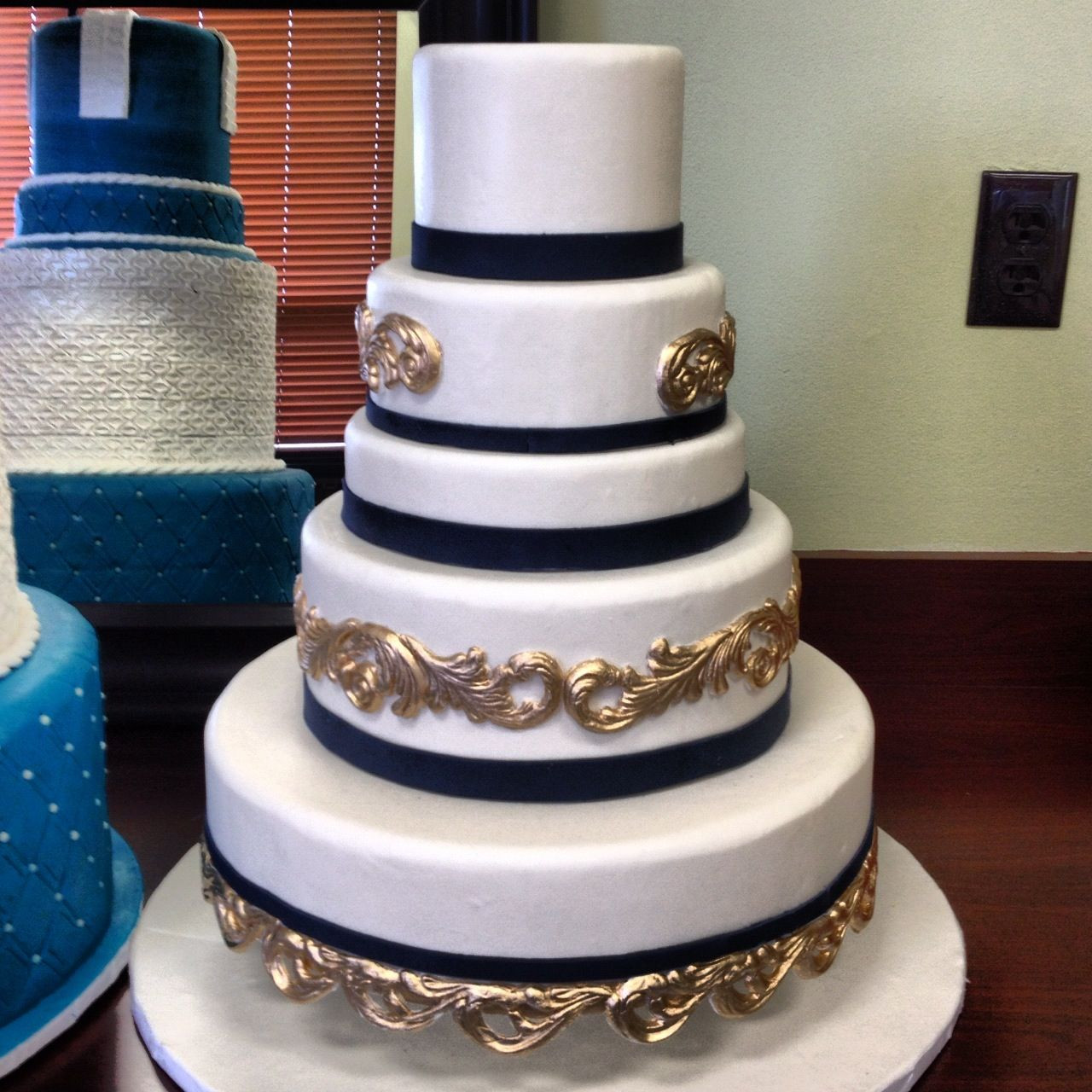 Navy Blue And Gold Wedding Cakes
 I love the navy blue and gold on this cake fondarific