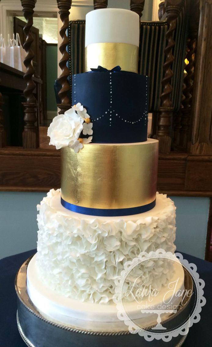 Navy Blue And Gold Wedding Cakes
 Navy and gold wedding cake …