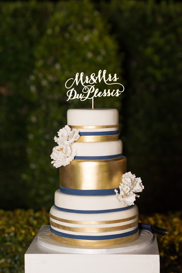 Navy Blue And Gold Wedding Cakes
 Glamorous Navy Pink & Gold Wedding