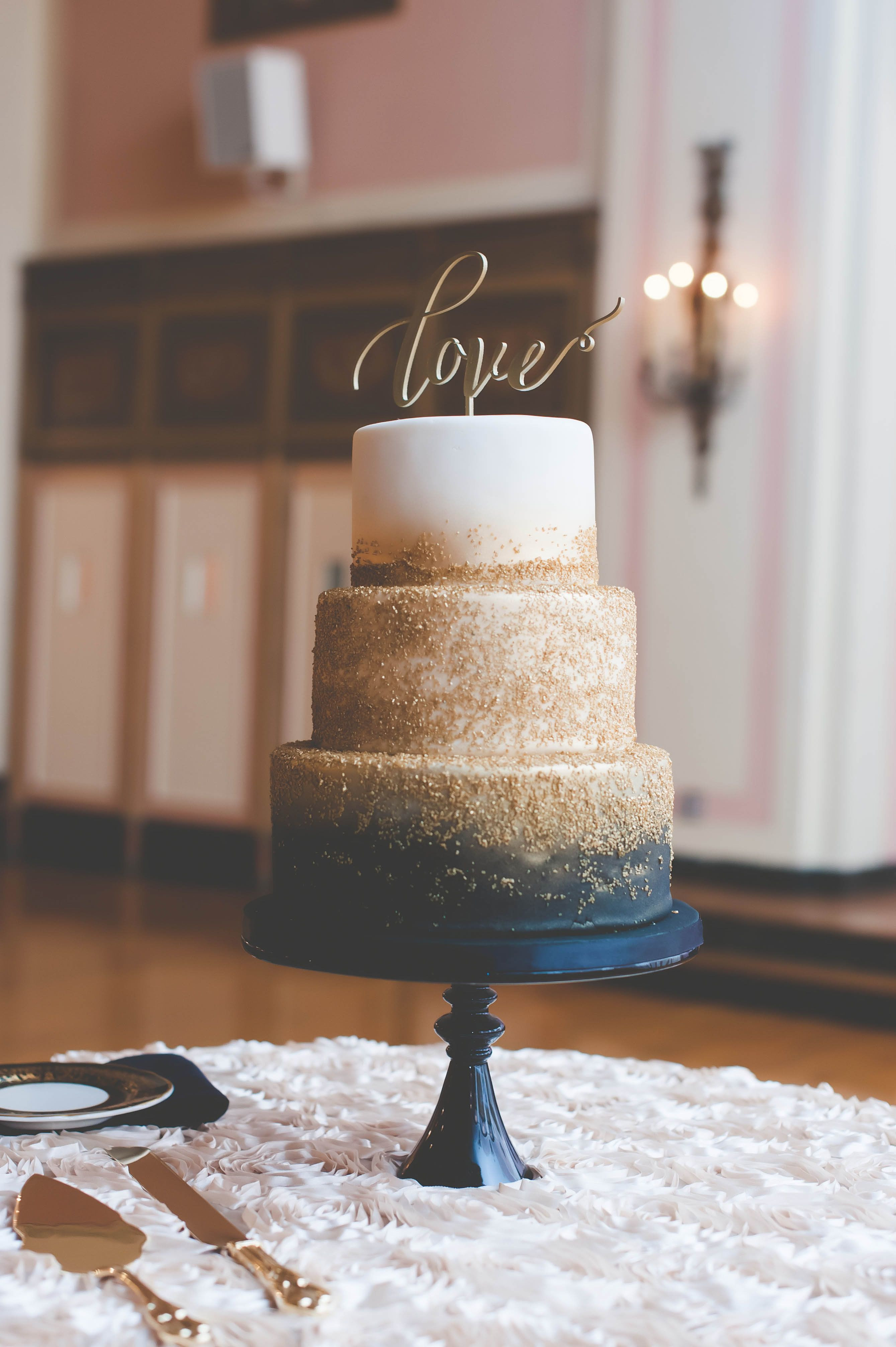 Navy Blue And Gold Wedding Cakes
 Navy and Gold Zingerman s Wedding Cake