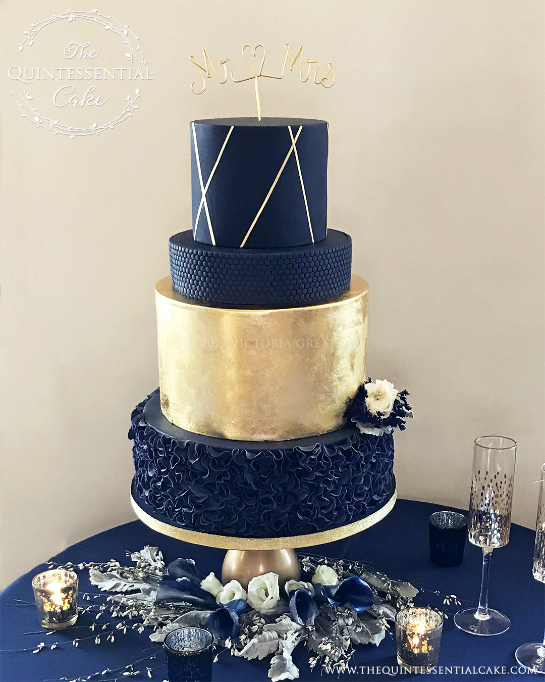 Navy Blue And Gold Wedding Cakes
 Weddings The Quintessential Cake