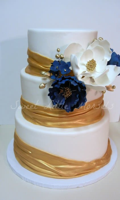 Navy Blue And Gold Wedding Cakes
 Gold and Navy Wedding Cake Cake by Stephanie CakesDecor