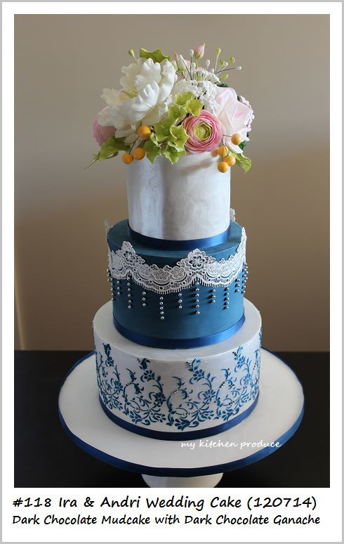 Navy Blue And Silver Wedding Cakes
 Navy Blue and silver theme wedding cake cake by Linda