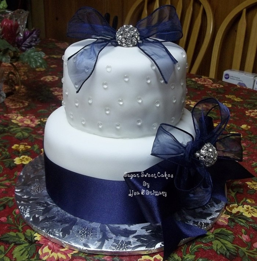 Navy Blue And White Wedding Cake
 Navy Blue & White Wedding Cake CakeCentral