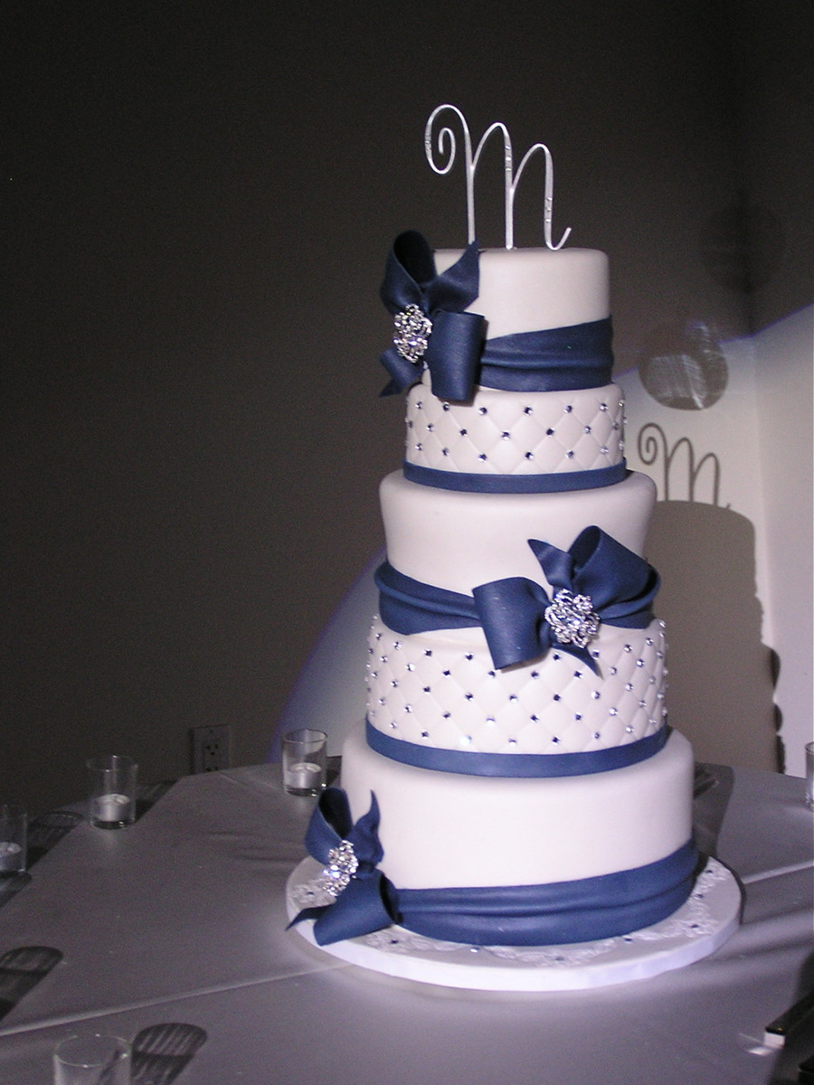 Navy Blue And White Wedding Cake
 Navy Blue And White Wedding Cake CakeCentral