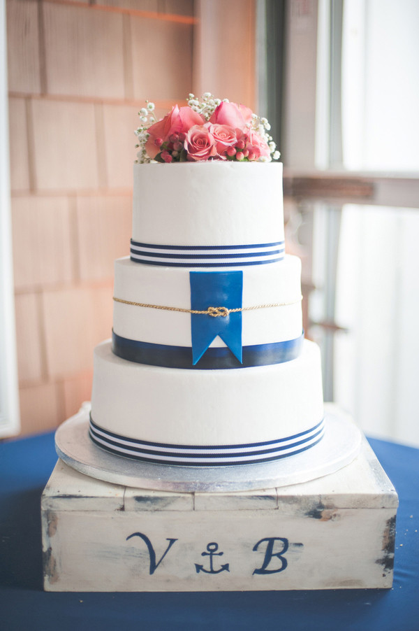 Navy Blue Wedding Cakes
 Navy Blue and Coral Nautical Wedding by Shannon Moffit