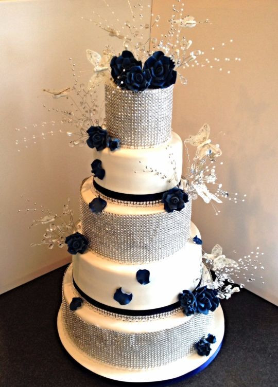 Navy Blue Wedding Cakes
 Navy blue & diamond Wedding Cake cake by mike525